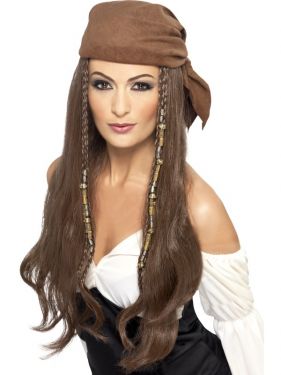 Ladies Pirate Lady Fancy Dress Wig & Scarf