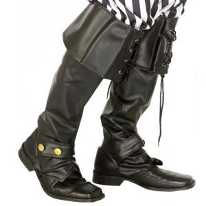 Pirate Fancy Dress Deluxe Bootcovers - Black