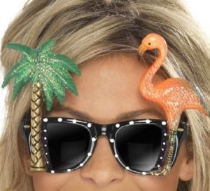 Hawaiian Flamingo Fancy Dress Sunglasses 