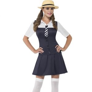 Ladies Schoolgirl Fancy Dress Costume - XS, S, M & L
