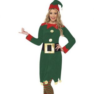 Christmas Fancy Dress Ladies Elf Costume 