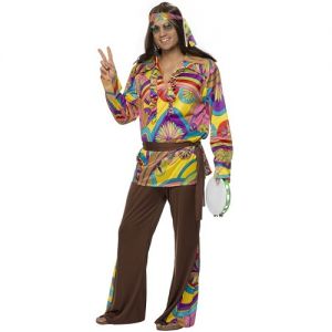 60s Psychedelic Hippy Man Fancy Dress Costume 