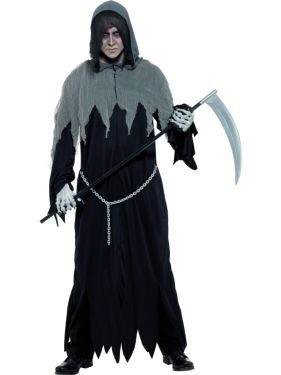 Mens Grim Reaper Costume - Black/Grey