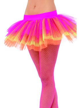 80's Fancy Dress Tutu - Neon Pink/Yellow/Orange