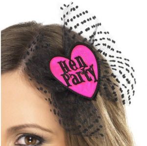 Hen Party Hair Bow - Black/Pink