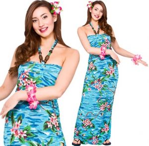 Ladies Hawaiian Girl Maxi Dress Costume