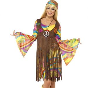 Ladies 60s Groovy Lady Hippy Fancy Dress Costume - S, M, L & XL
