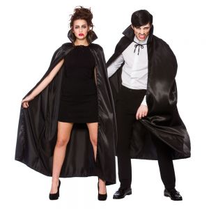 Adult Deluxe Satin Vampire Cape with Collar - Black
