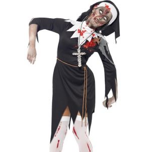 Ladies Zombie Sister Bloody Mary Nun Costume 