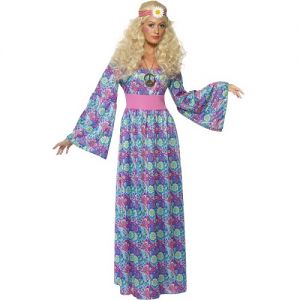 Flower Child Hippy Lady Fancy Dress Costume - Multi Print