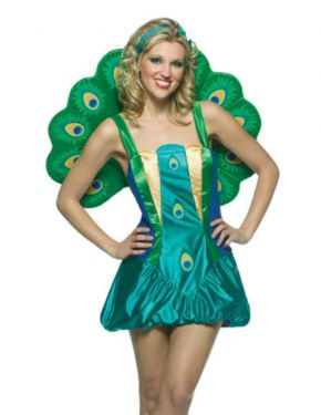 Ladies Fancy Dress - Lightweight Peacock Costume - One Size