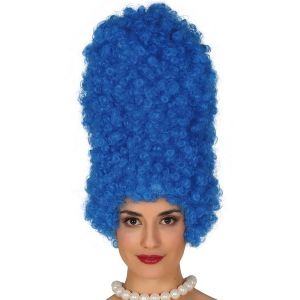Ladies High Top Blue Curly Wig