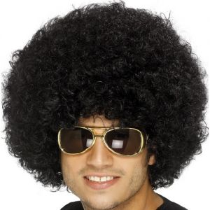 Unisex Funky 1970s Fancy Dress Afro Wig - Black