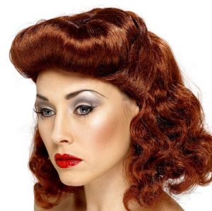 Ladies 40s / 50s Pin Up Girl Fancy Dress Wig - Auburn