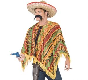 Mexican Fancy Dress Poncho & Tash Set - One Size