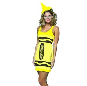 Ladies Fancy Dress - Crayola Crayon Costume - One Size - Neon Yellow