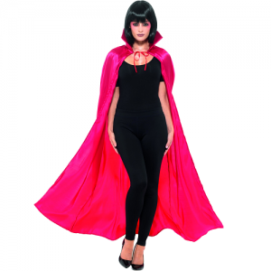 Adult Satin Look Vampire Cape with Collar - Red 