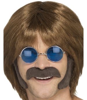 60s 70s Hippy Disguise Set - Brown