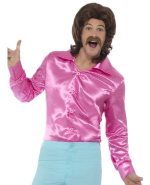Mens 60s 70s Disco Shirt - Pink
