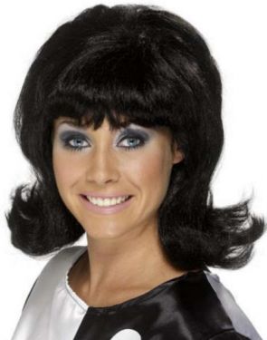 Ladies 60s Lady Flick Up Fancy Dress Wig - Black
