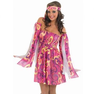 Ladies 60s Swirl Hippy Fancy Dress Costume