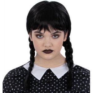 Childs Fancy Dress Schoolgirl Plaited Black Wig