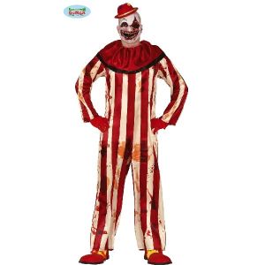 Mens Halloween Striped Killer Clown Costume