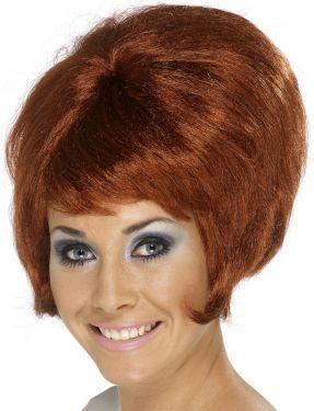 Ladies 60s Beehive Fancy Dress Wig - Auburn