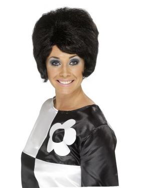 Ladies 1960s Beehive Fancy Dress Wig - Black
