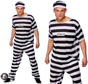 Mens Striped Prisoner Costume