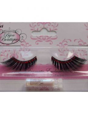Ladies Fancy Dress 20s 70s 80s False Eyelashes - Red Crystals