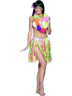 Hawaiian Grass Hula Skirt Fancy Dress - Multi Coloured