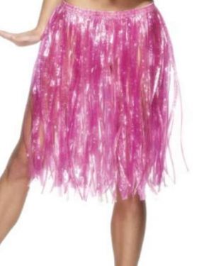 Hawaiian Grass Skirt Fancy Dress - Pink
