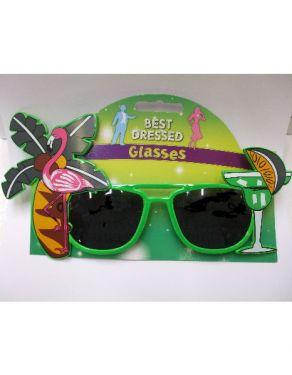 Hawaiian Fancy Dress Sunglasses - Green