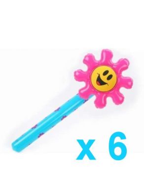 Pack of 6 Inflatable Smiley Wands