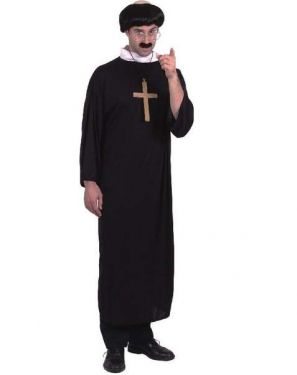 Mens Fancy Dress Priest Costume 