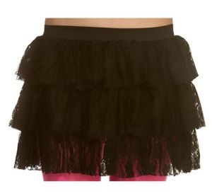 Ladies 80s Lacy Ra Ra Skirt - Black
