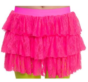 Ladies 80s Lacy Ra Ra Skirt - Hot Pink 