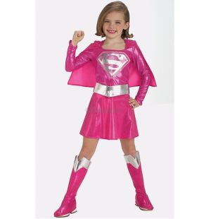 Childs Pink Supergirl Fancy Dress Costume