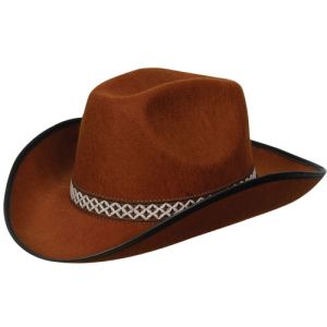 Cowboy Fancy Dress Hat with Decorative Band - Brown
