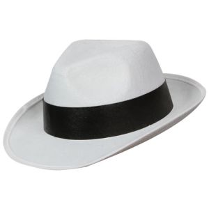 Unisex Felt Gangster Hat - White/Black