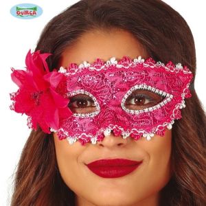 Masquerade Ball Pink Embroidered Sequin Mask 