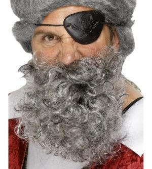 Curly Pirate Fancy Dress Beard - Grey