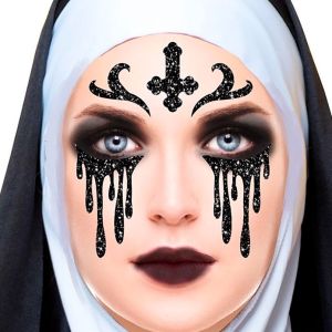 Halloween Nun Glitter Design Face tattoos