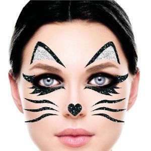 Halloween Cat Design Face Glitter Tattoos