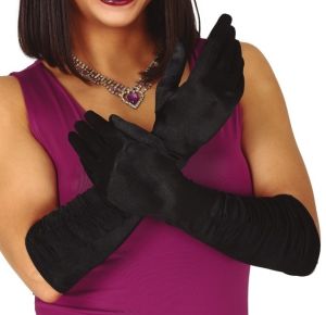 Ladies Long Crinkle Gloves - Black