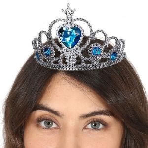 Princess Fancy Dress Foldable Tiara - Silver/Blue Gems