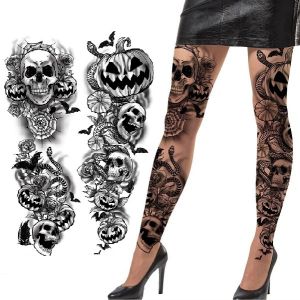 Ladies Halloween Tattoo Print Tights