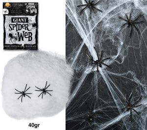 Halloween 40g Cobweb & 2 Spiders Set 