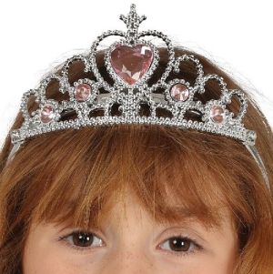 Princess Fancy Dress Foldable Tiara - Silver/Pink Gems